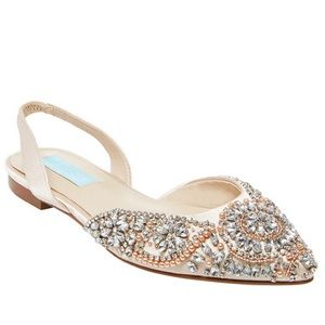 Blue by Betsey Johnson Molly Rhinestone Slingback Dress Flats